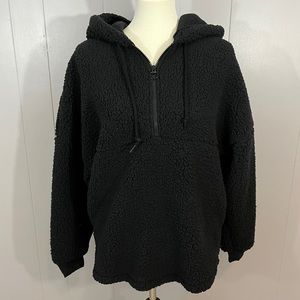 PINK black Sherpa 1/4 zip hoodie
